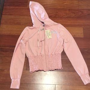 Antique blush rhinestone embellished hoodie jacket